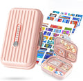 Travel Pill Organizer Box with Medicine Labels, Daily Medication Organizer by Goffing