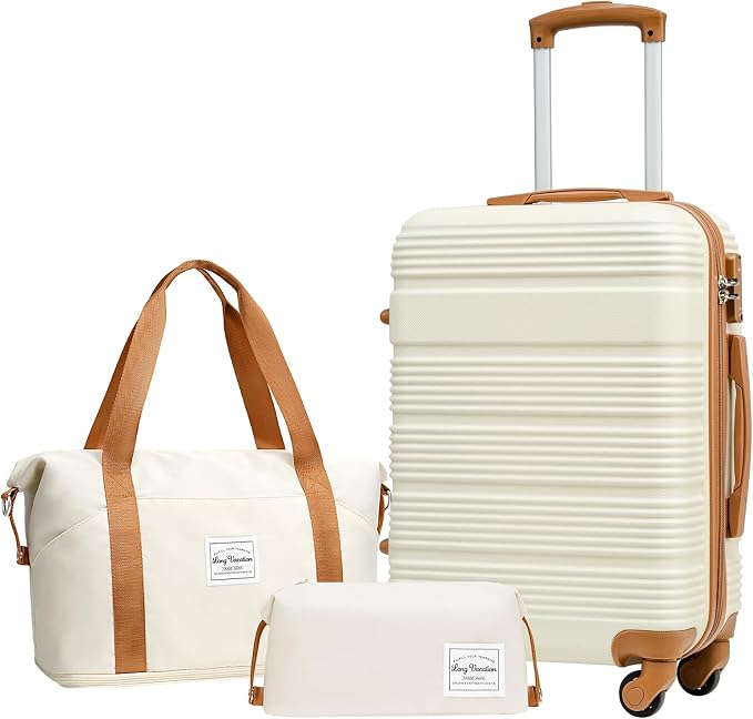 LONG VACATION 3 Piece Carry On Luggage 20 Inch Suitcase by LONG+VACATION