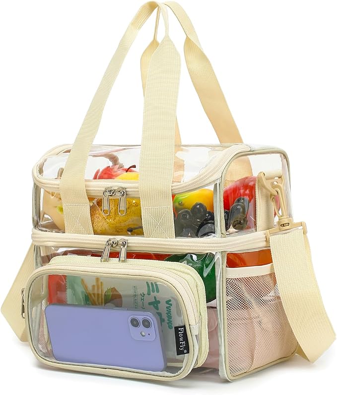 FlowFly Double Layer Cooler Insulated Lunch Bag Adult Lunch Box Large Tote Bag by FlowFly