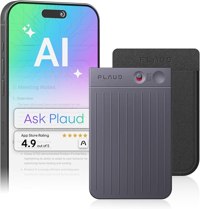 AI Voice Recorder, Note Voice Recorder w/Case, App Control, Transcribe & by PlaudOfficial