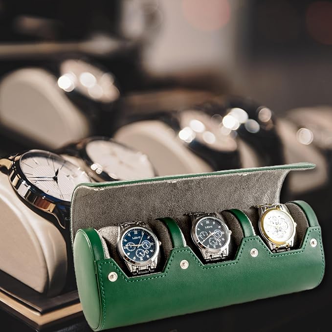 MR.OKAY 3 Watch Travel Case- Classic Leather Watch Case - Image 4