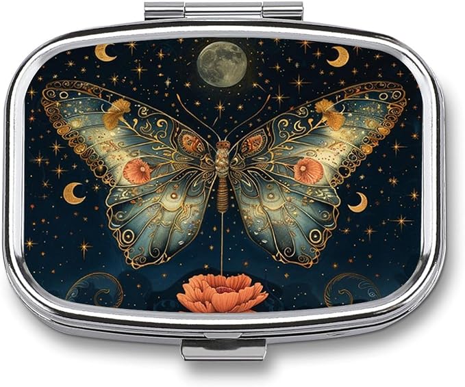 Metal 2 Compartment Pill Organizer Travel Friendly Portable Compact Pill Box by Choosetheproductsyoulike