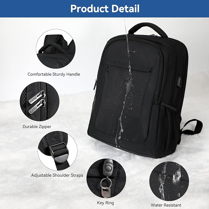 Voova Travel Laptop Backpack, Business Work Laptop Backpack - Image 3