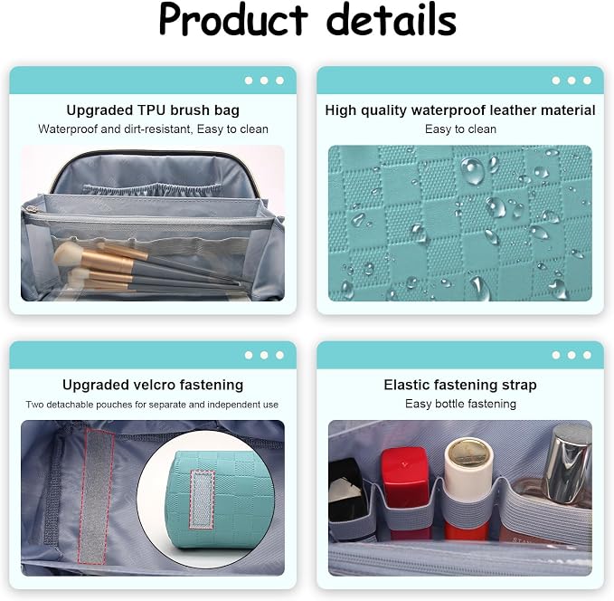 BOYATU Travel Makeup Bag Organizer Cosmetic Bag: 3 Pcs Set Make up Bags - Image 4