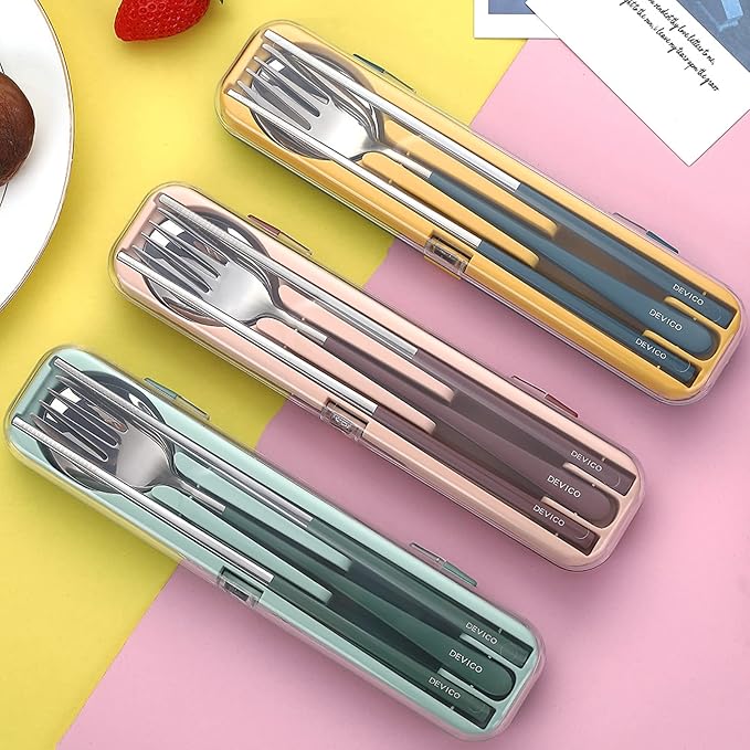DEVICO Portable Utensils, Travel Reusable Silverware Flatware Set - Image 6