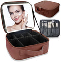 Makeup Bag with Led Mirror, Travel Makeup Organizer with 3 Color Setting by SUILU