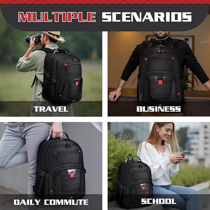 Extra Large 55L Travel Backpack, 18 inch Laptop Bag - Image 6