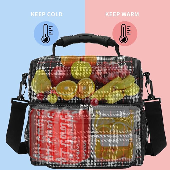 FlowFly Double Layer Cooler Insulated Lunch Bag Adult Lunch Box Large Tote Bag - Image 2