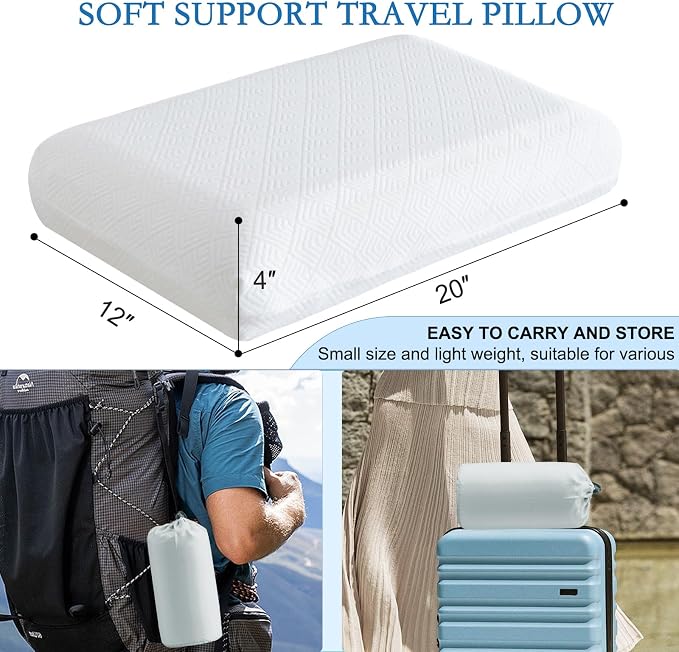 YOUR MOON Memory Foam Travel Pillow, Pure Cotton Cover, Compressible Camping - Image 2
