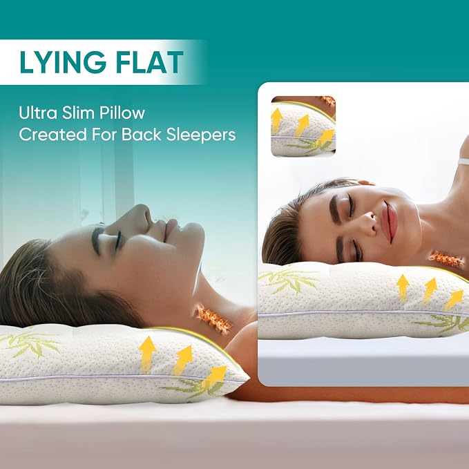 MINUPWELL Ultra Thin Pillows, Flat Pillows - Image 3