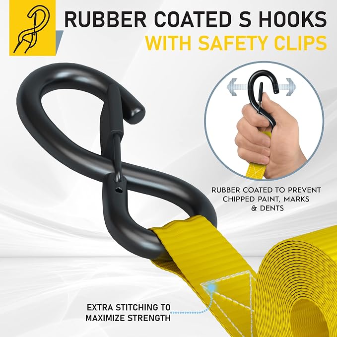 AUGO Ratchet Straps Heavy Duty 4 Pack -15 FT - 2200 LB Break Strength – - Cargo - Image 3