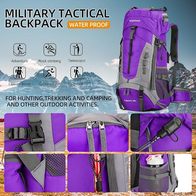 King'sGuard 60L Hiking Backpack Lightweight Camping Backpack - Image 6