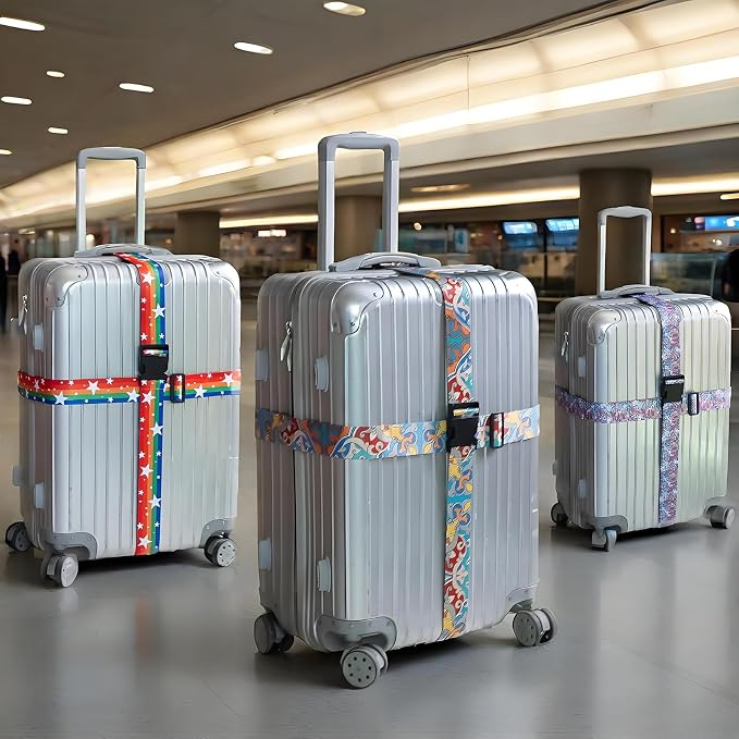 Totem Flowers Luggage Straps for Suitcases, Adjustable Luggage Travel Belt to - Image 6