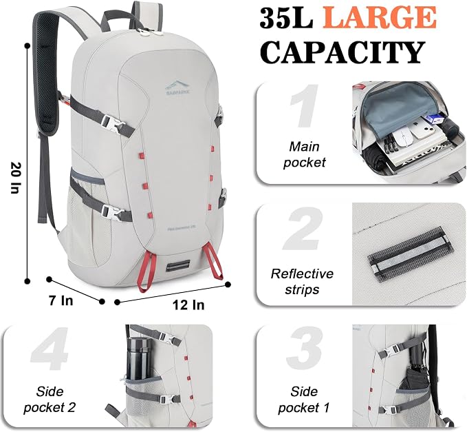 Hiking Backpack, Large 35L Travel Backpacks - Image 3