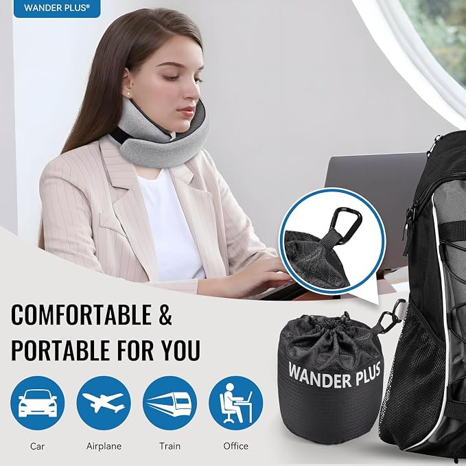 WANDER PLUS® Travel Neck Pillow, Pure Memory Foam Neck Pillow - Image 2