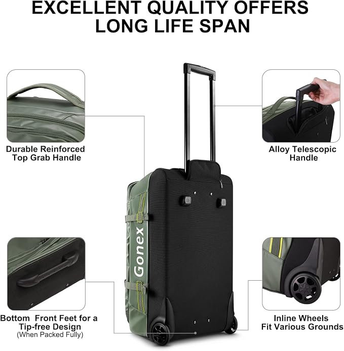 Gonex Rolling Duffle Bag with Wheels, 70L Water Repellent Wheeled Travel Duffel - Image 5