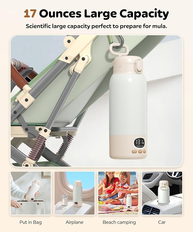 Portable Bottle Warmer for Travel, 17 Ounces Milk Warmer for Baby Breastmilk - Image 8