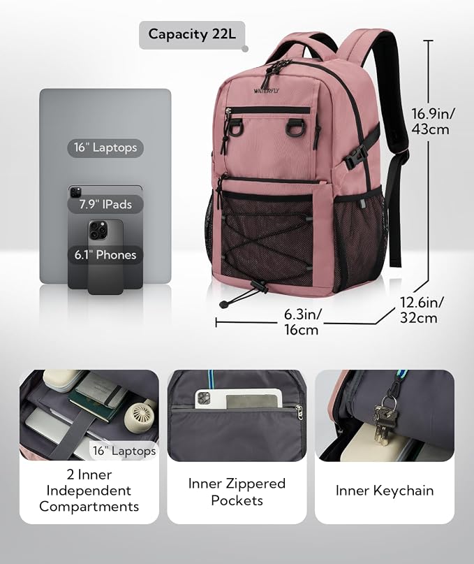 WATERFLY Travel Hiking Casual Backpack: 22L Lightweight Everyday Outdoor City - Image 3