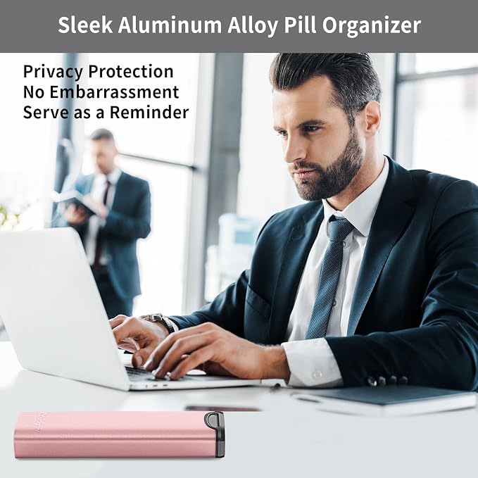 Metal Weekly Pill Organizer, Serfeymi Aluminum Daily Pill Box, 7 Day Pill Case - Image 3