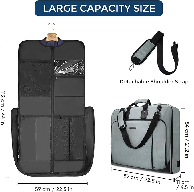 Noozion Garment Bag for Travel Large Carry On Suit Bag Hanging Travel Suit Bags - Image 3