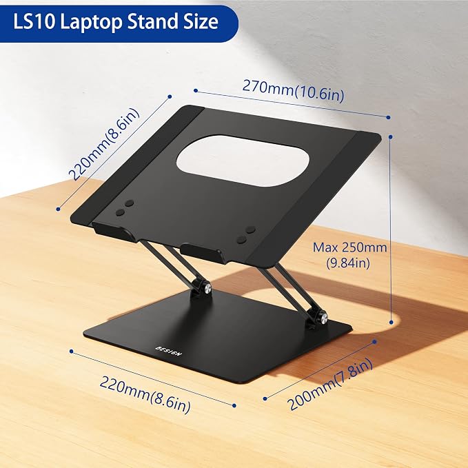BESIGN LS10 Aluminum Laptop Stand, Ergonomic Adjustable Notebook Stand - Image 6