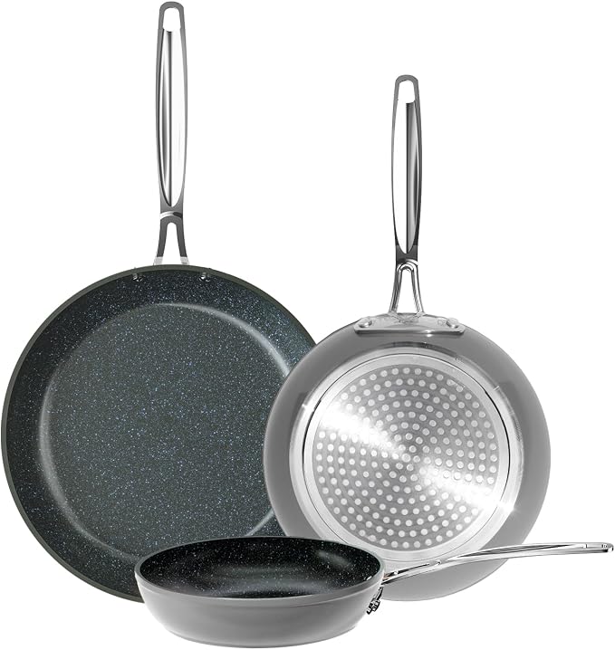 Nuwave 3-Piece 8”, 12” Forged Lightweight Frying Pan Set, G10 Healthy Duralon by NuWave