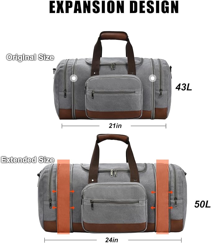 Dimayar Expandable Duffle Bag for Men, 50L Large-Capacity Weekender, - Image 5