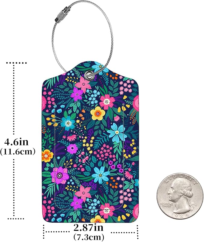 2 Pcs Luggage Tags for Suitcase, Cute Unique PU Leather Travel Bag Tag - Image 3