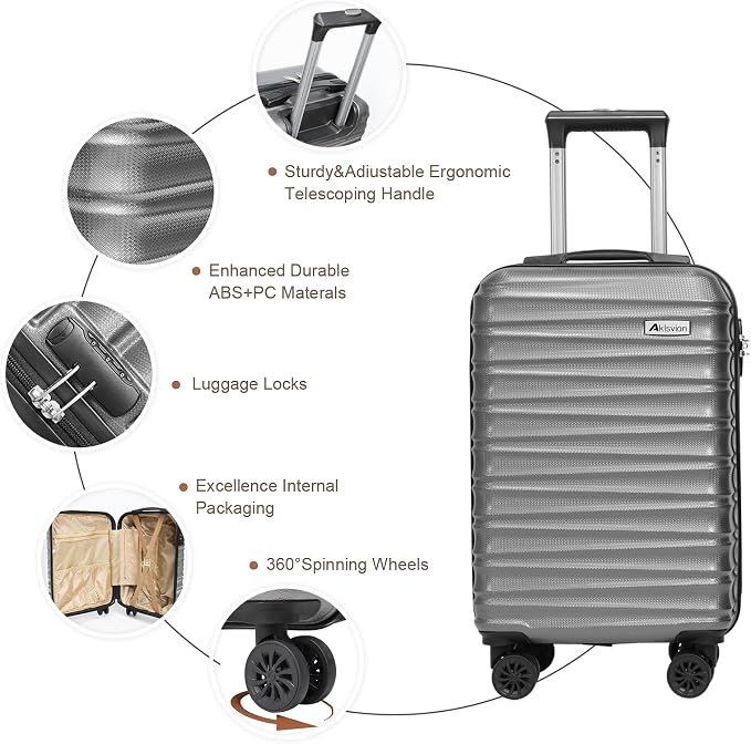 Luggage Set 3 Piece Luggage Set ABS hardshell Spinner Wheels Luggage Carry on - Image 2