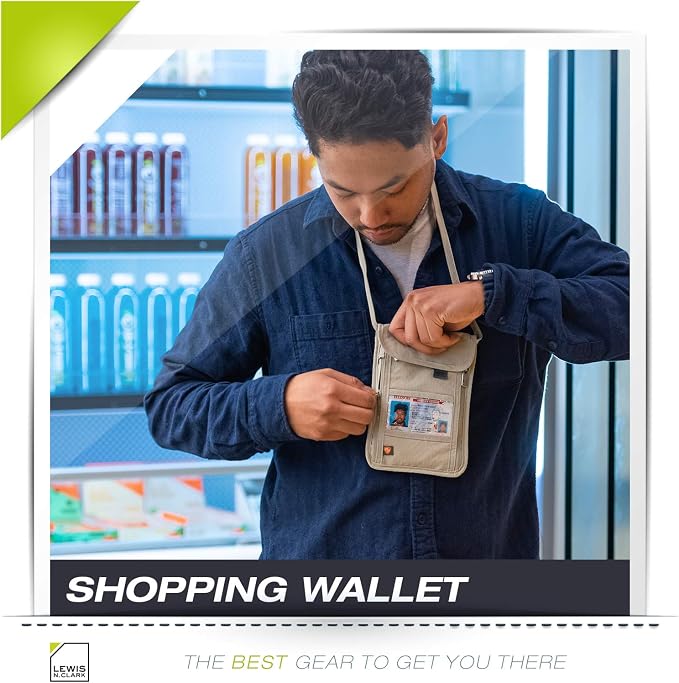 Lewis N. Clark RFID Blocking Stash Neck Wallet, Travel Pouch + Passport Holder - Image 6