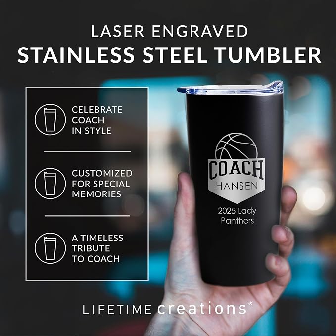 Lifetime Creations Personalized Basketball Coach Tumbler: Custom Basketball - Image 3