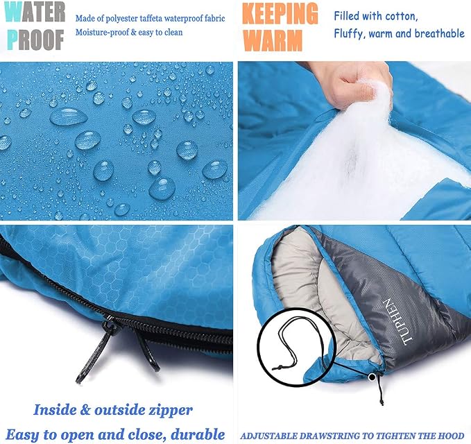 tuphen- Sleeping Bags for Adults Kids Boys Girls Backpacking Hiking Camping - Image 2