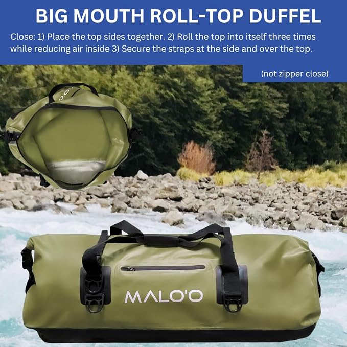 Malo'o Waterproof Dry Bag Duffel 40L/60L/100L, Roll Top Duffel Keeps Gear Dry - Image 2