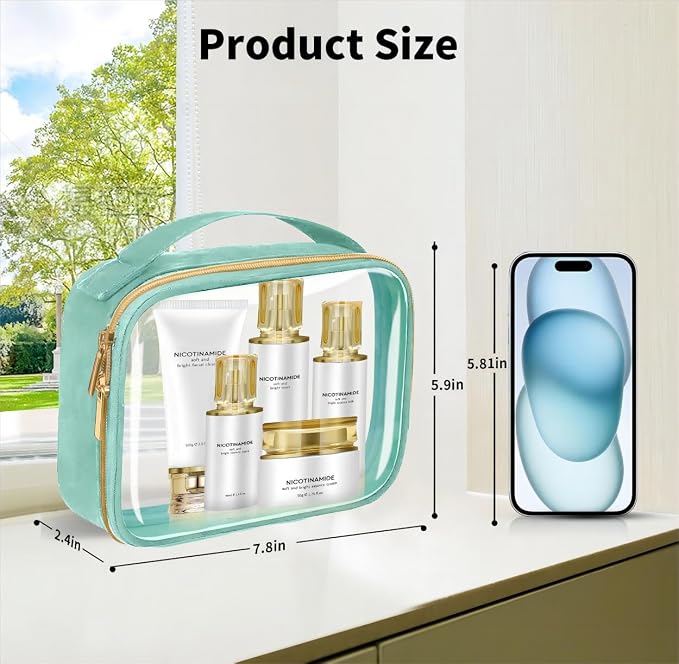 TSA Approved Travel Toiletry Bag, 3 Pack Clear Makeup Bags - Image 4