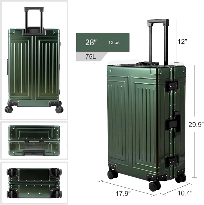 All Aluminum 20/28 Luggage Set，Cut from Whole Aluminum Sheet，22x14x9 Airline - Image 8