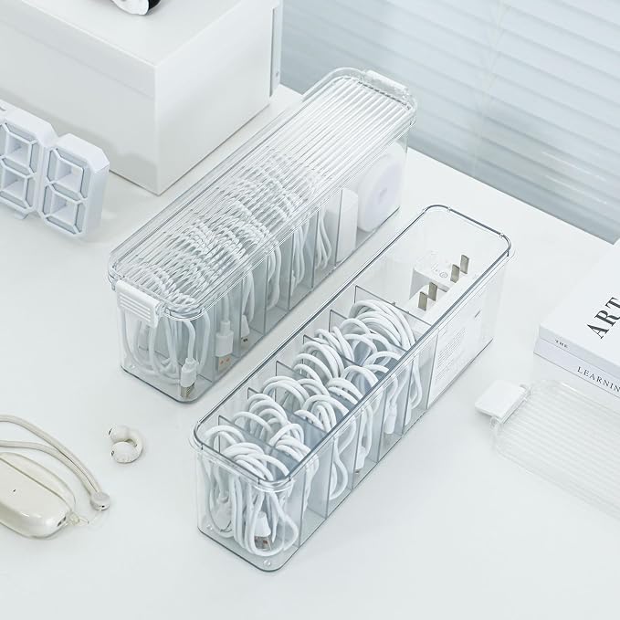 Yesesion 4 Pack Clear Cable Storage Box - Image 3