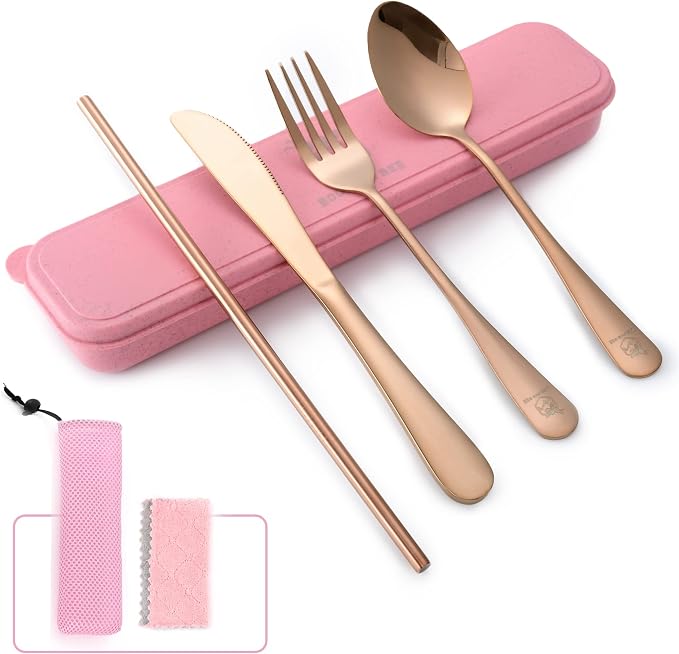 Boulder Bee Travel Utensils | Reusable Camping Cutlery | Stainless Steel by BoulderBee