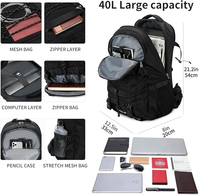 BOVIP 40L Hiking Backpack Waterproof Lightweight Daypack Travel Sports Camping - Image 3