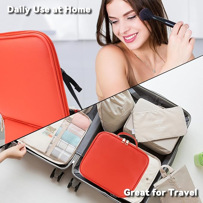 Travel Makeup Bag with LED Mirror and 10x magnifying glass with 3 Lighted - Image 6