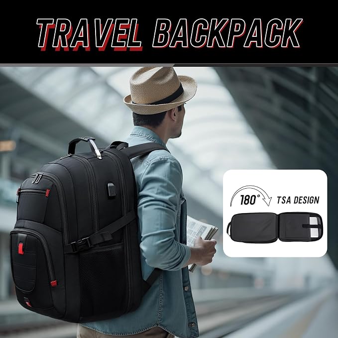 Z-MGKISS 18.4 Large Travel Backpack, USB Computer Bagpack Fits 18.4 Inch Laptop - Image 5