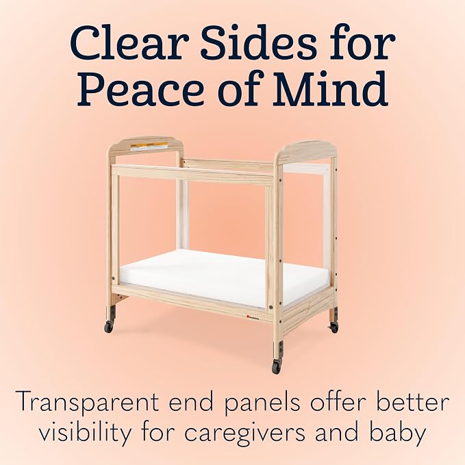 Foundations Serenity Compact Clearview Daycare Crib, Fixed Side, Durable Wood - Image 3