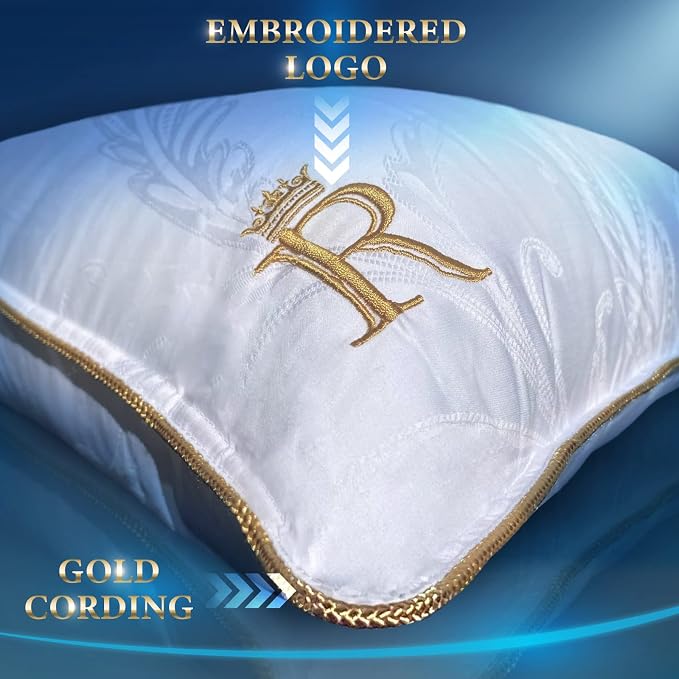 Royal Therapy White Goose Feathers and Down Pillow, Premium White Bed Sleeping - Image 4
