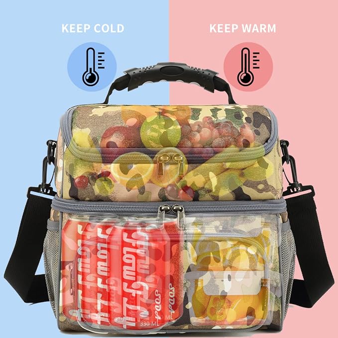 FlowFly Double Layer Cooler Insulated Lunch Bag Adult Lunch Box Large Tote Bag - Image 2