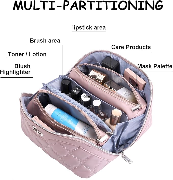 Travel Makeup Bags for Women Cosmetic Bag: Puffy Make up Bags Set of 3 - Image 3