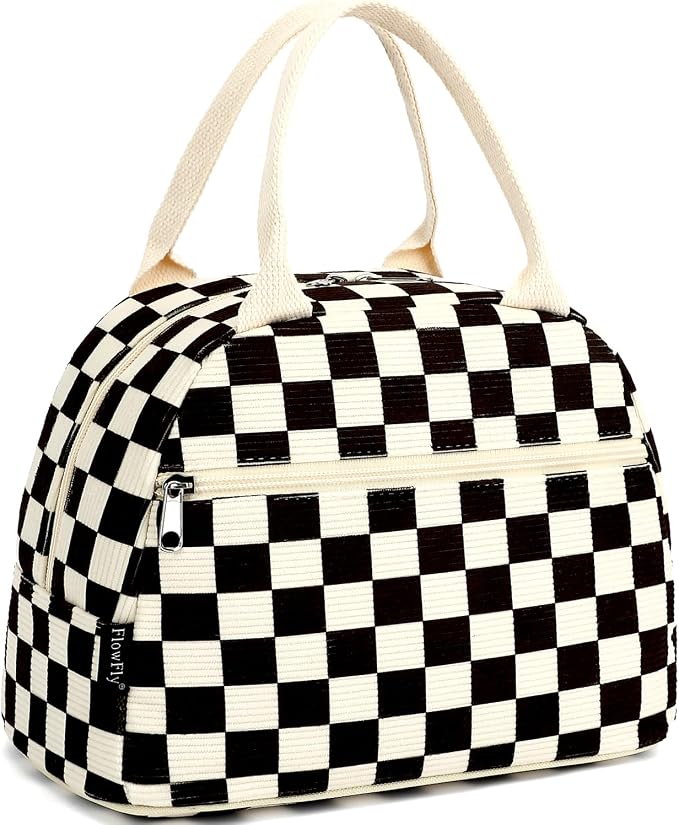 FlowFly Lunch Bag for Women Insulated Lunch Box Corduroy Lunch Tote Cooler for by FlowFly