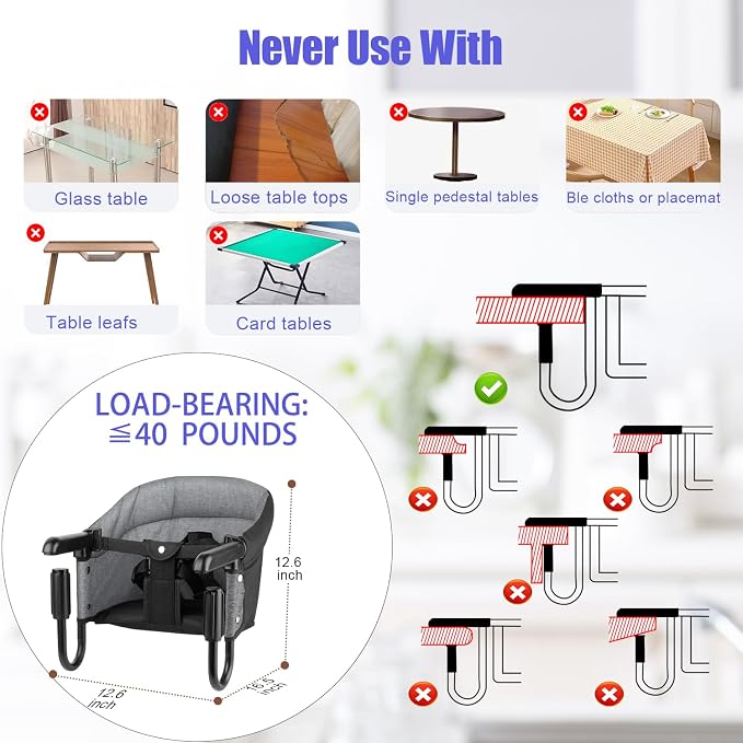 Hook On High Chair, Attach to Fast Table Chair, Clip on High Chairs to Table - Image 3