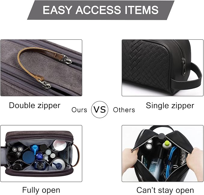 BAGSMART Toiletry Bag for Men, Canvas Travel Toiletry Organizer Dopp Kit - Image 5