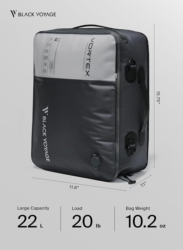 Black Voyage Reusable Vacuum Compression Travel Bag - Image 9