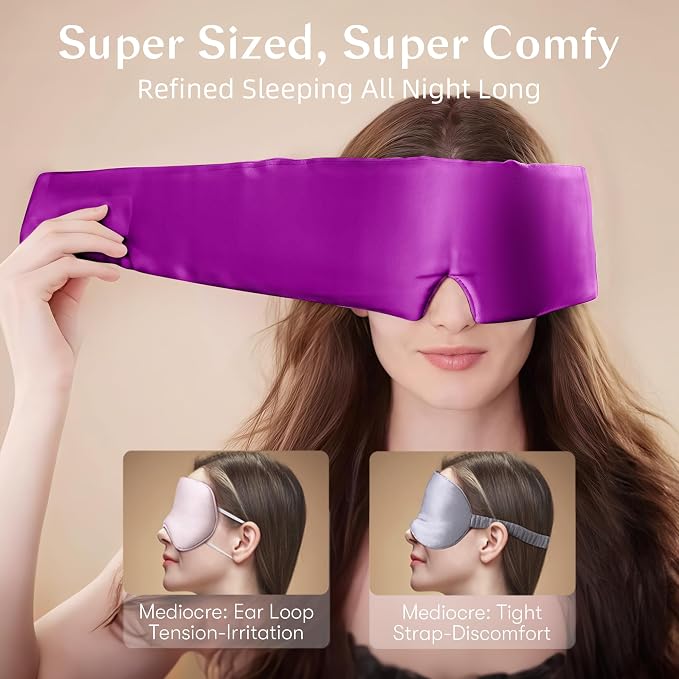 Silk Sleep Mask for Women and Men, Side Sleeper, 22 Momme Pure Mulberry Silk - Image 2
