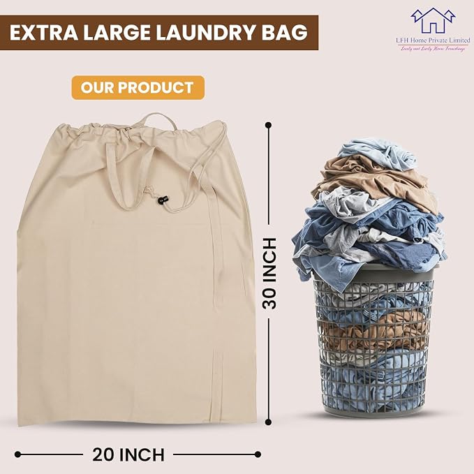 LFH Home Cotton Canvas Large Laundry Bag - Image 2